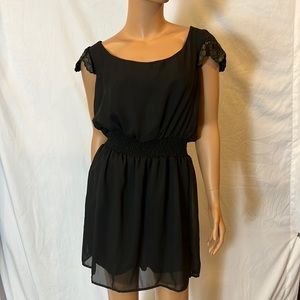 Black sundress with lace cap sleeves